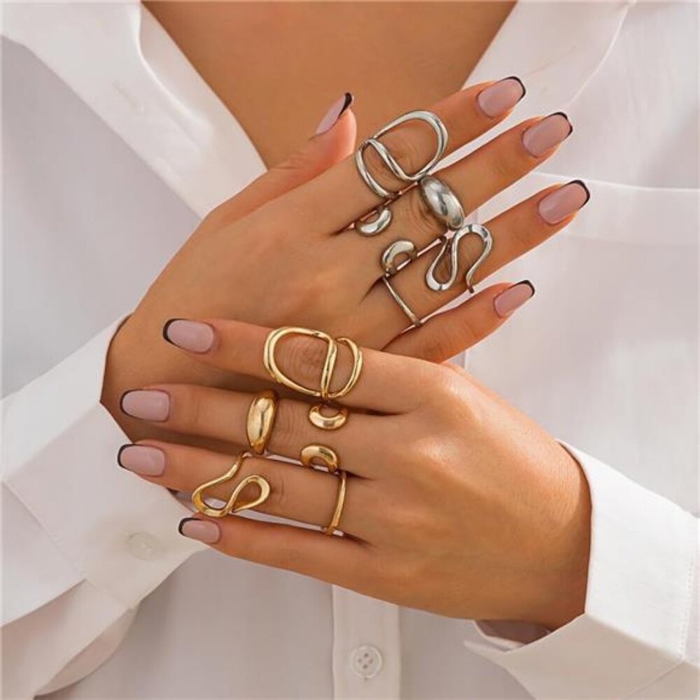 Chunky Silver Rings for Women Open Stacking Knuckle Ring Silver Adjustable - Picture 3 of 4